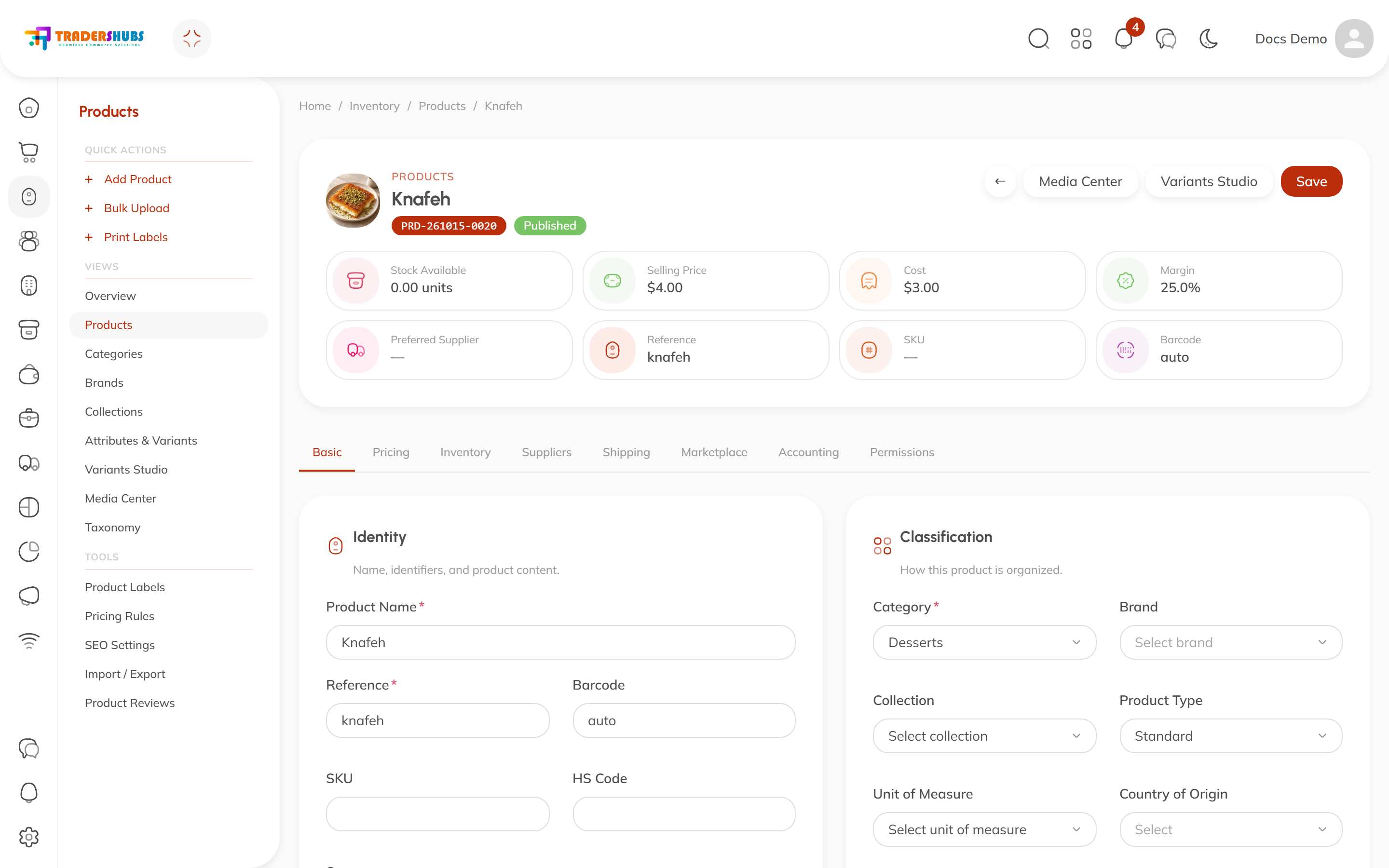 Editing a product — Knafah
